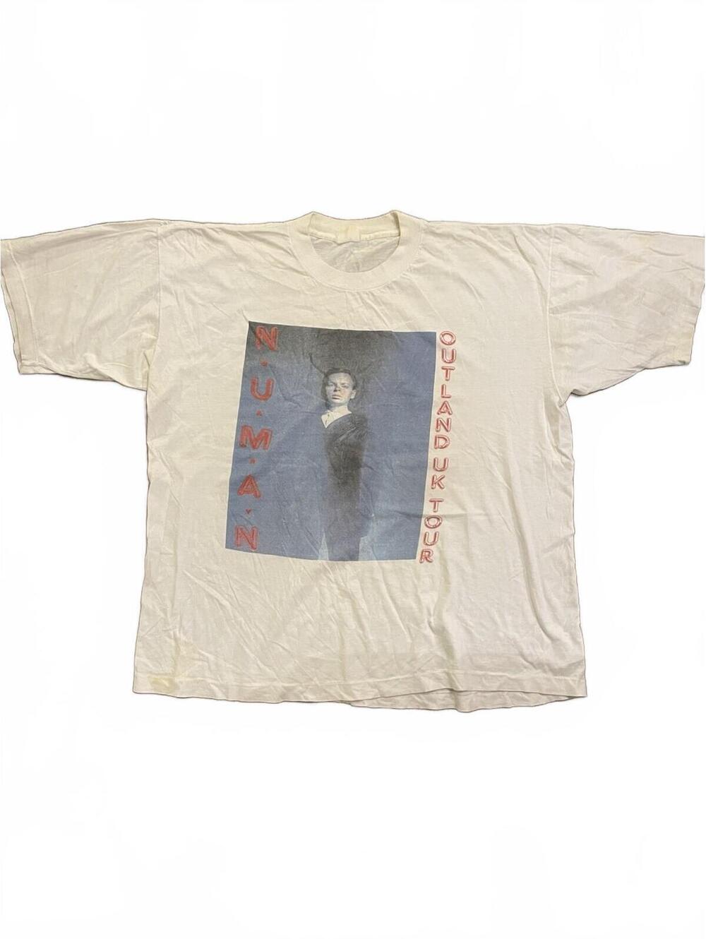 Vintage 1991 Gary Numan Outland U.K. Tour Graphic Tee White Short Sleeve